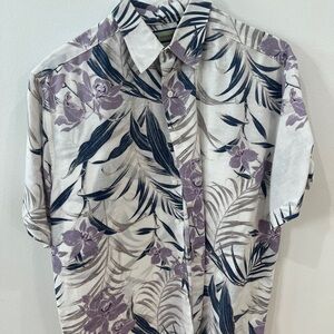 Tommy Bahama Men's Floral Casual Shirt - Purple and Black